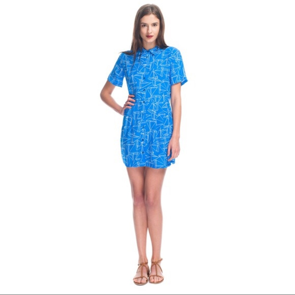 Equipment Naomi Silk Shirt Dress - Sailboat Print